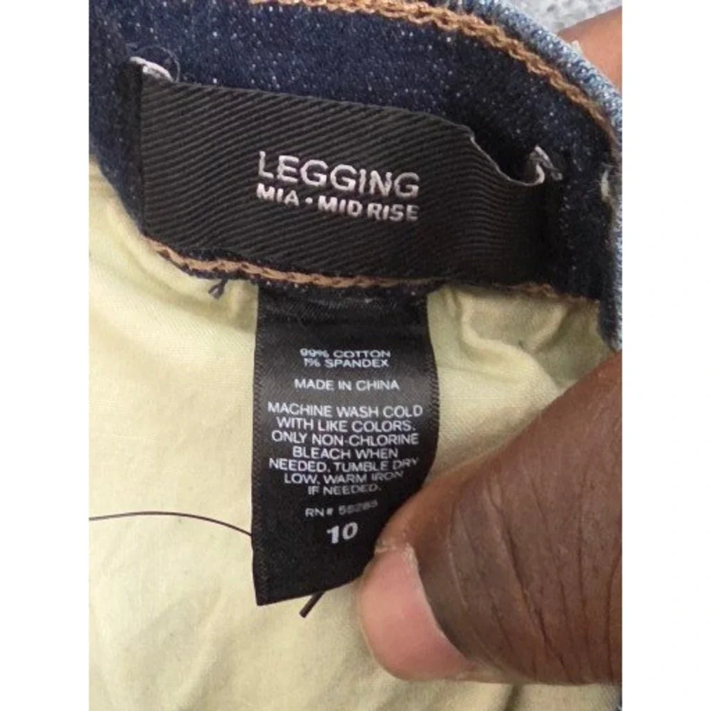 Express Mia‎ Mid Rise Legging Jeans Womens 10 Dark Wash Distressed Skinny Denim